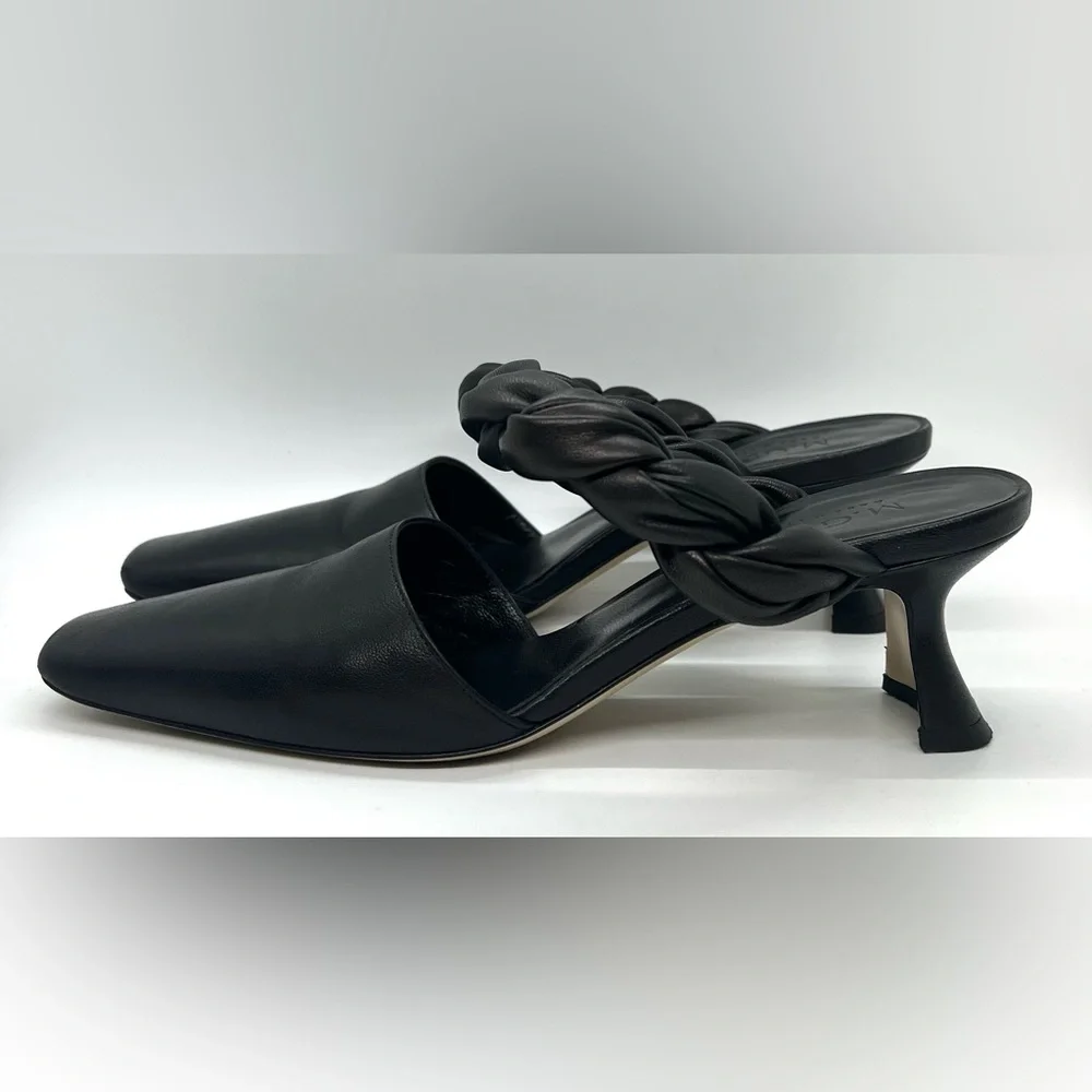 M. Gemi Braided Twist Leather Heeled Mule Pumps 37.5 - Picture 3 of 16
